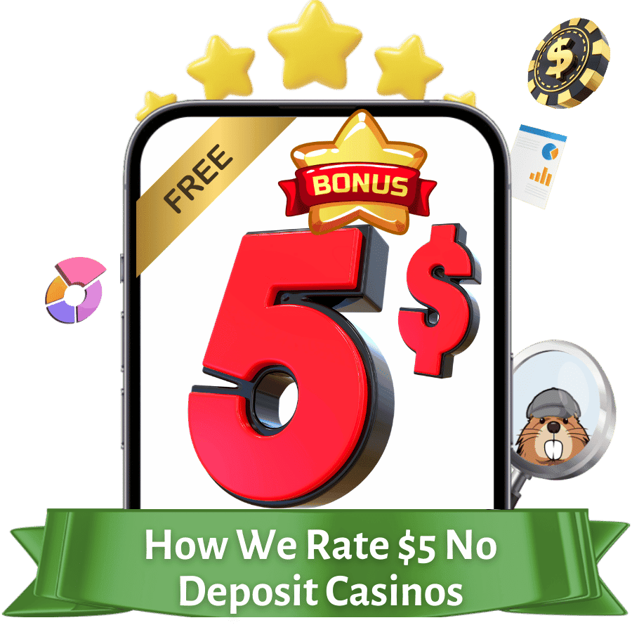 how we rate $5 no deposit casino sites