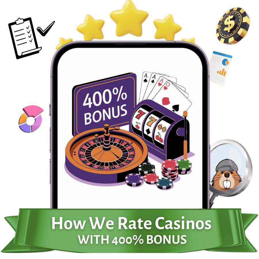 criterias to rate casinos with 400 bonus offers
