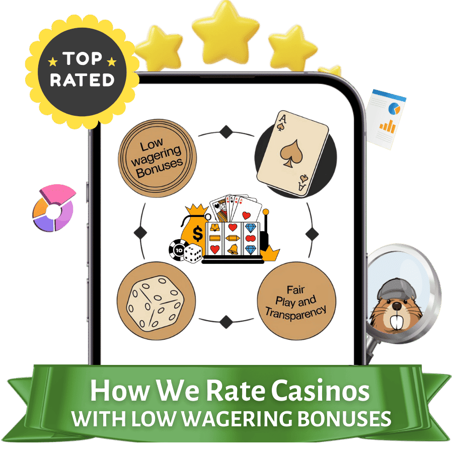 criterias to rate casinos with low wagering bonuses